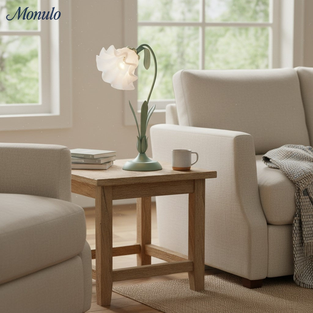 Verdoma Lily Flower Adjustable Table Lamp with Elegant Floral Shade for Bedroom and Living Room