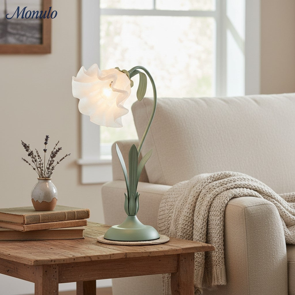 Verdoma Lily Flower Adjustable Table Lamp with Elegant Floral Shade for Bedroom and Living Room