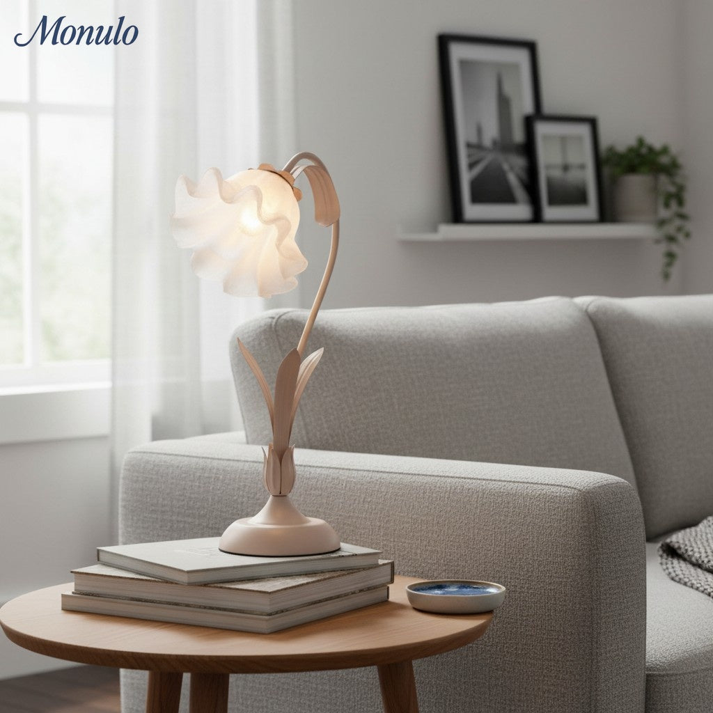 Verdoma Lily Flower Adjustable Table Lamp with Elegant Floral Shade for Bedroom and Living Room