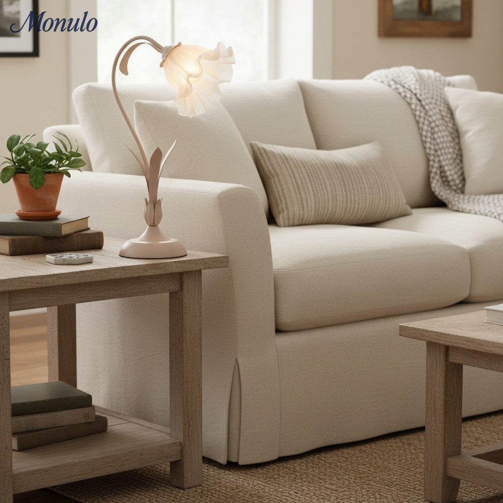 Verdoma Lily Flower Adjustable Table Lamp with Elegant Floral Shade for Bedroom and Living Room