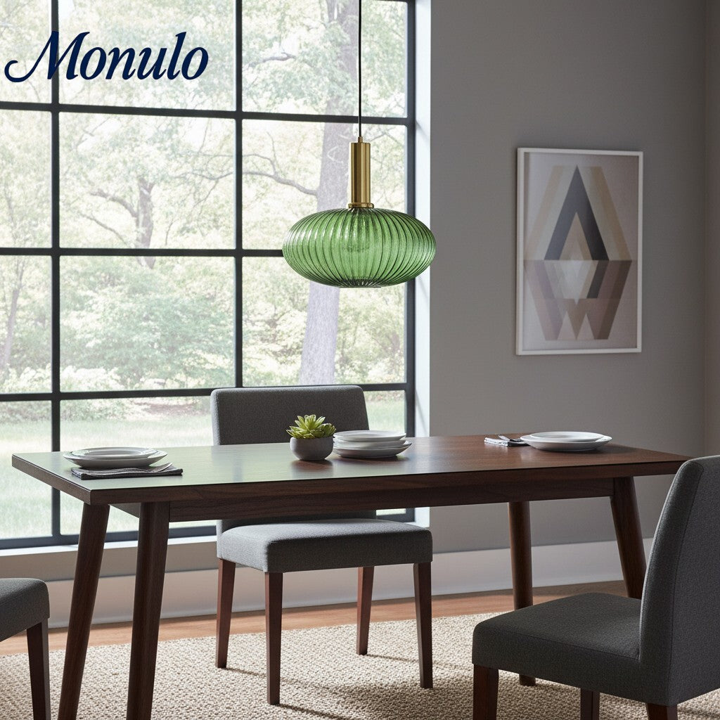 Verdoma Vintage Lantern Stained Glass Pendant Light - Retro Design for Dining Room Kitchen Living Space