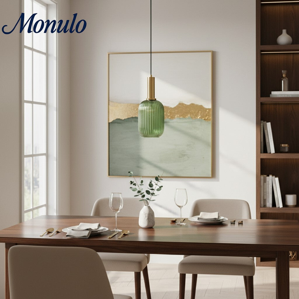 Verdoma Vintage Lantern Stained Glass Pendant Light - Retro Design for Dining Room Kitchen Living Space