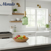 Verdoma Vintage Lantern Stained Glass Pendant Light - Retro Design for Dining Room Kitchen Living Space