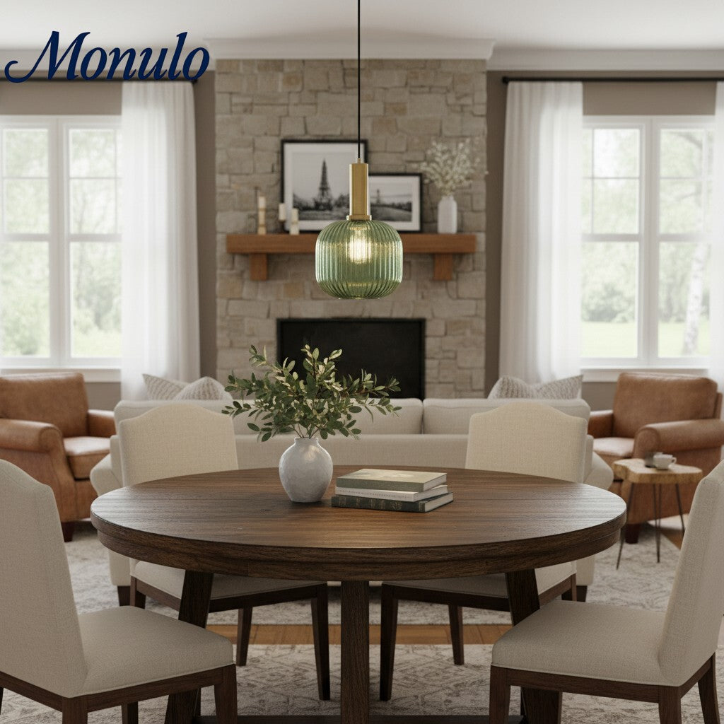 Verdoma Vintage Lantern Stained Glass Pendant Light - Retro Design for Dining Room Kitchen Living Space