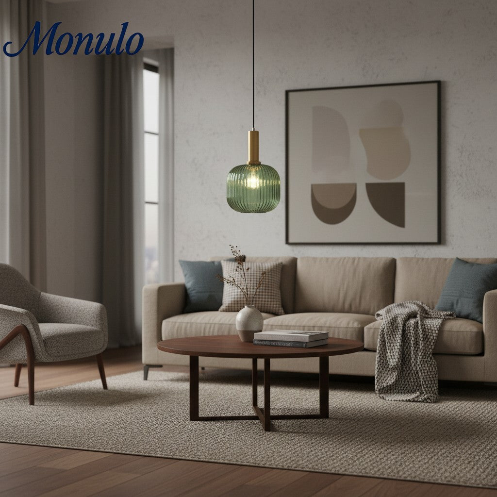 Verdoma Vintage Lantern Stained Glass Pendant Light - Retro Design for Dining Room Kitchen Living Space