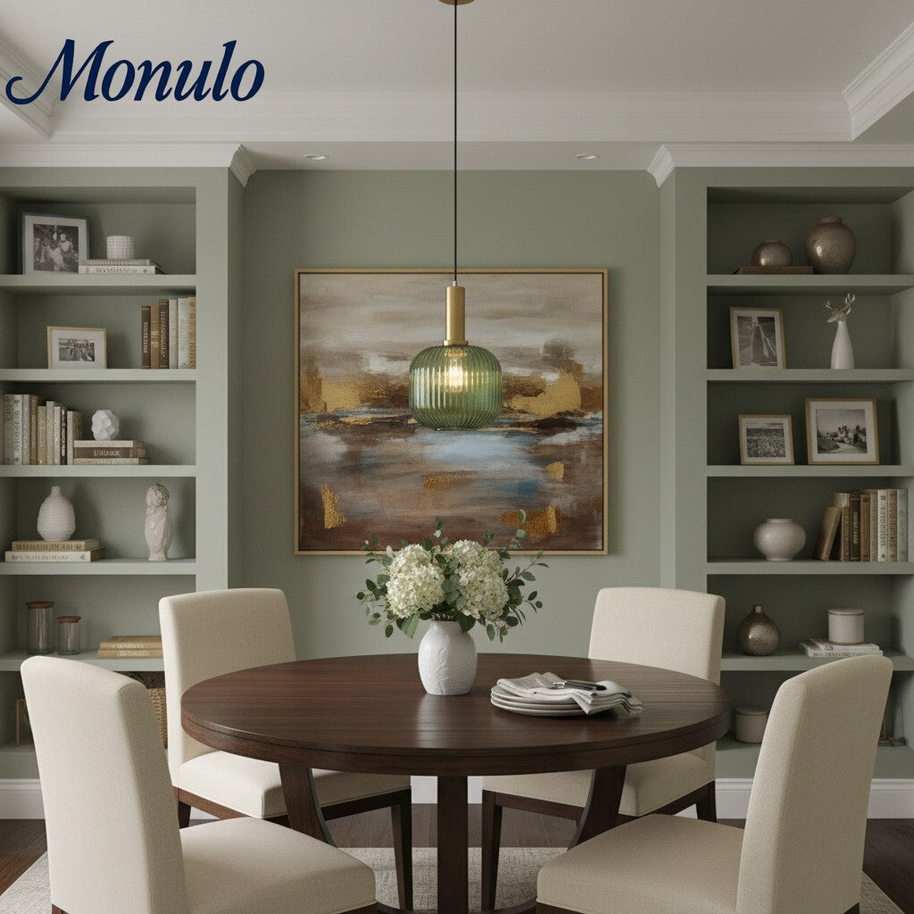 Verdoma Vintage Lantern Stained Glass Pendant Light - Retro Design for Dining Room Kitchen Living Space