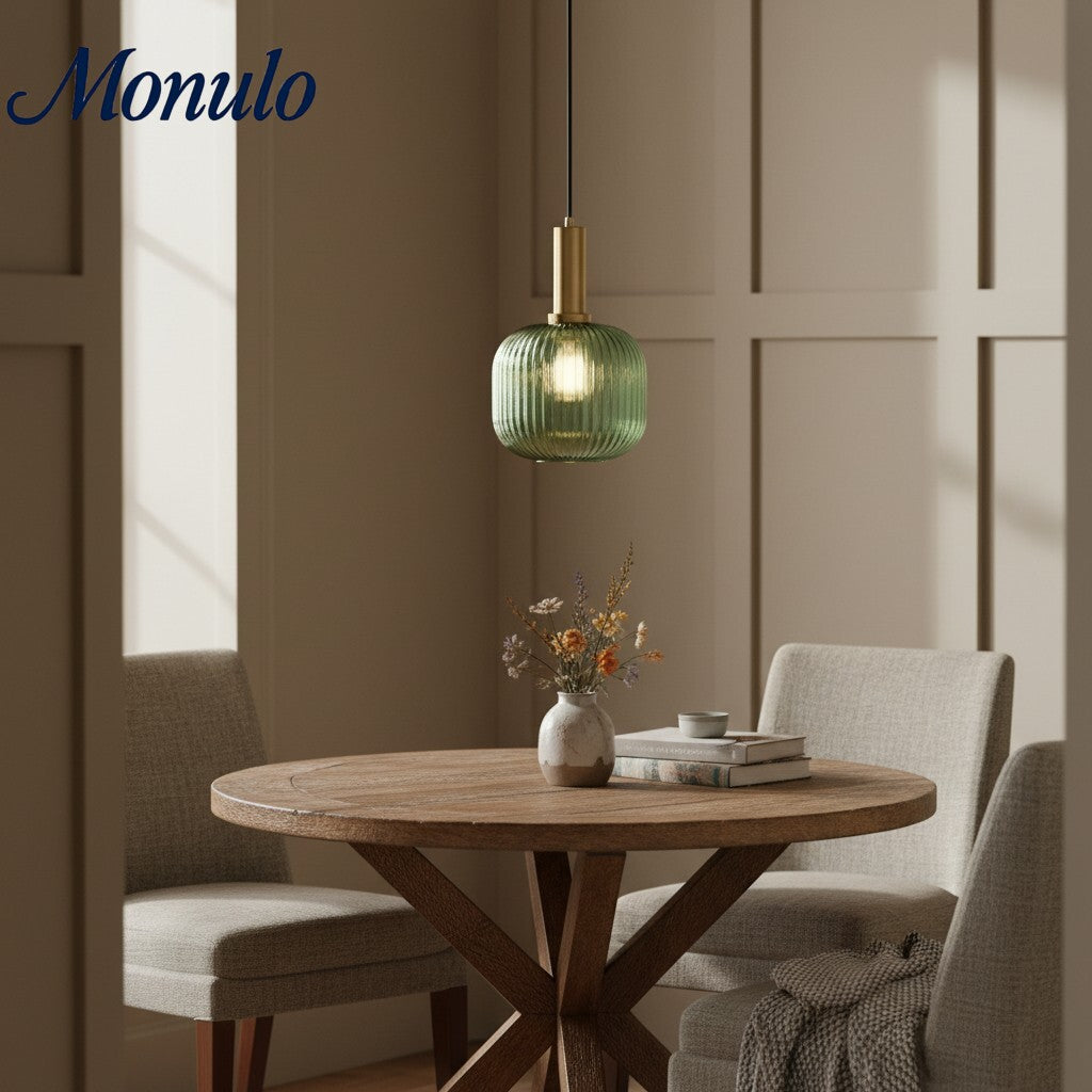 Verdoma Vintage Lantern Stained Glass Pendant Light - Retro Design for Dining Room Kitchen Living Space