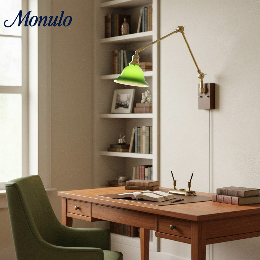 Verdoma Verfeinerte Schwenkarmlampe für die Wand - Verstellbarer Arm im modernen klassischen Stil für Wohn- und Schlafzimmerbeleuchtung