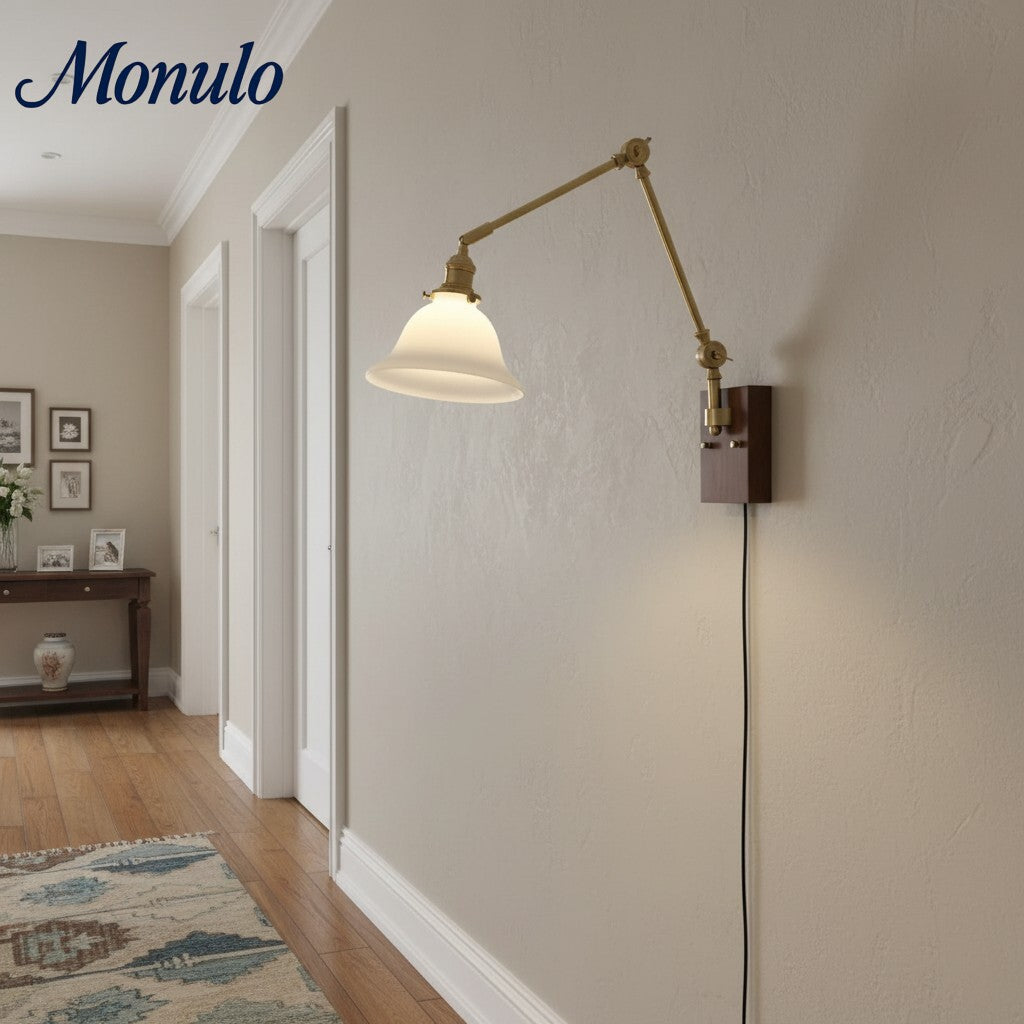 Verdoma Verfeinerte Schwenkarmlampe für die Wand - Verstellbarer Arm im modernen klassischen Stil für Wohn- und Schlafzimmerbeleuchtung