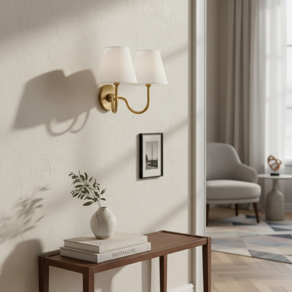 Luvora Fabric Shade Wall Sconce with Drum Shade - Classic Pleated Sconce Light