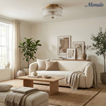 Load image into Gallery viewer, Rivora Vintage Ribbed-Glass Drum Flush Ceiling Light for Living Room