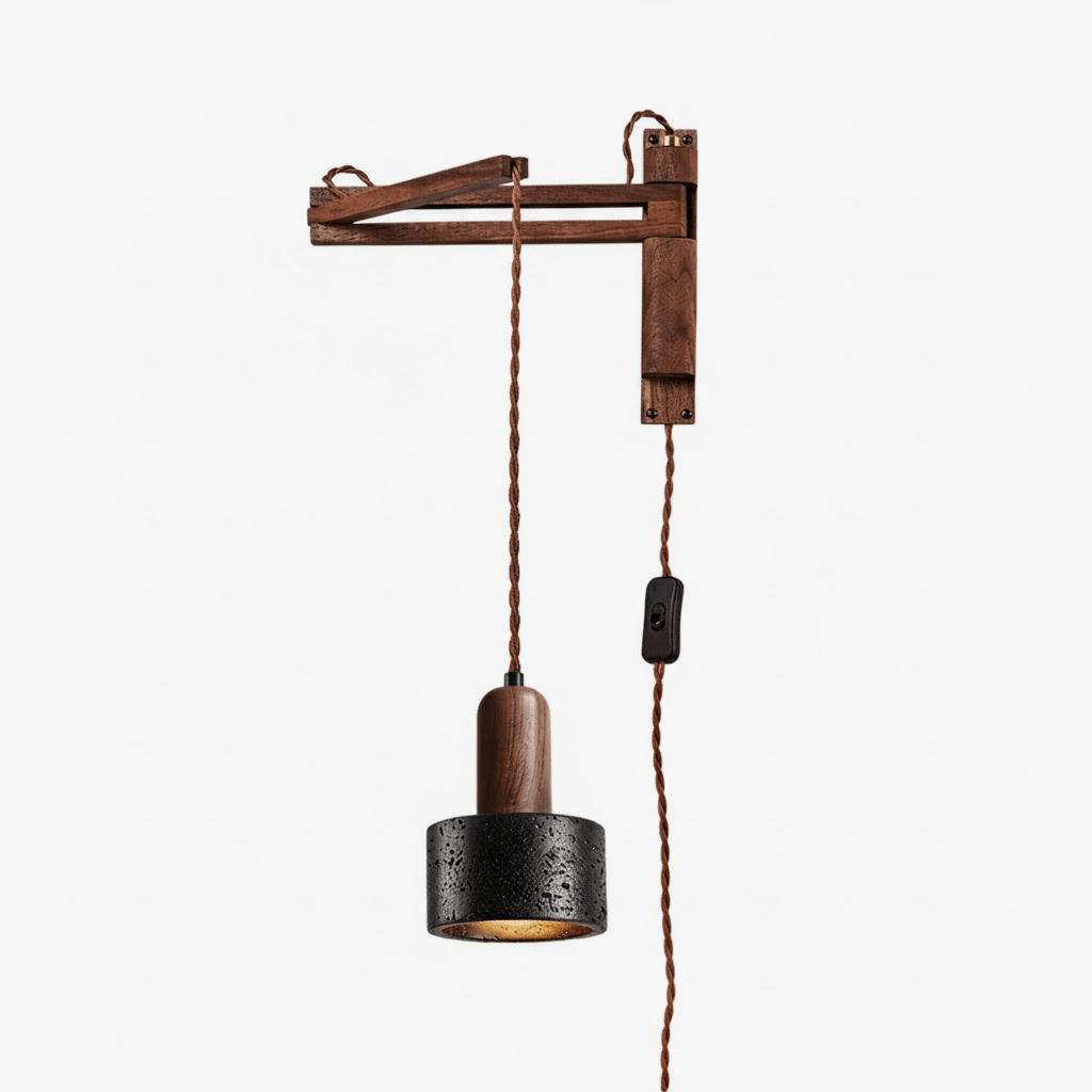 Lava Stone Swing Arm Plug-In Wall Light with Inline Switch - product image 1