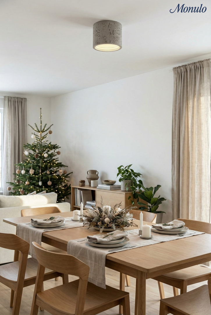 Cylindrical Travertine Lamp - LED Wabi Sabi Ceiling Light for Modern Homes