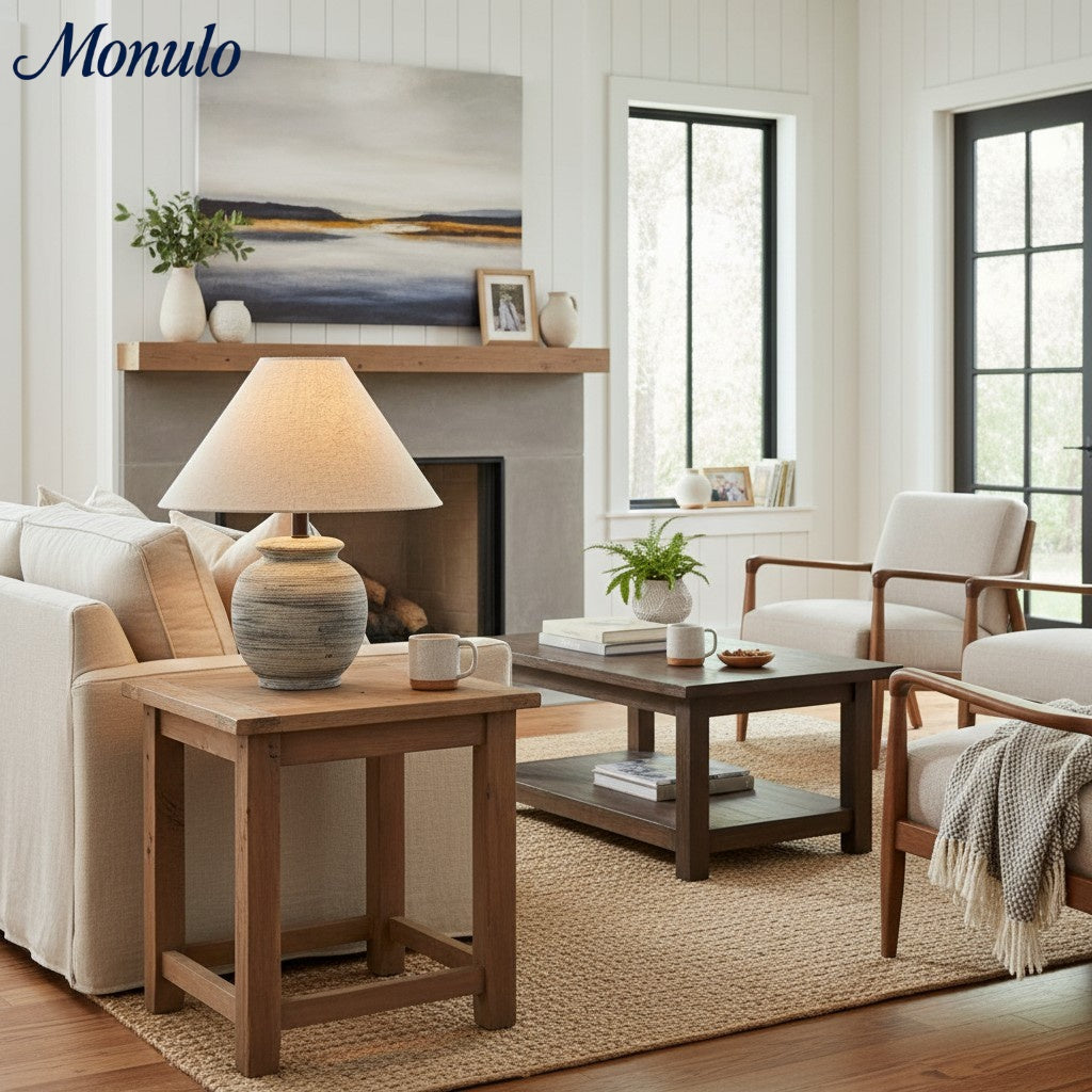 Lampe de table minimaliste en métal et céramique Ceravine - Design nordique pour chevet et salon