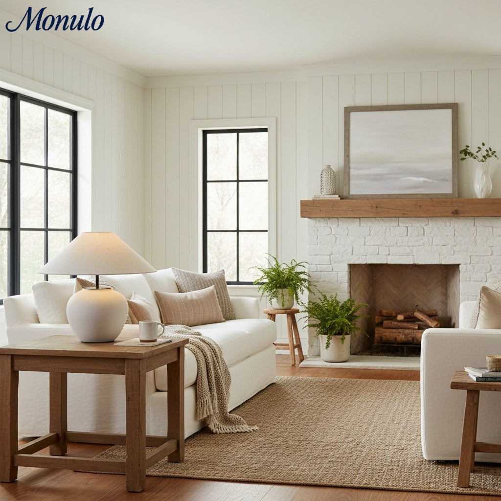 Lampe de table en céramique Ceravine Curvaceous - Style Japandi pour tables de chevet de chambre