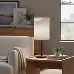 Load image into Gallery viewer, Linbron Wood Base Modern Lamp – Diffused Lighting for Open Living Spaces and Home Offices