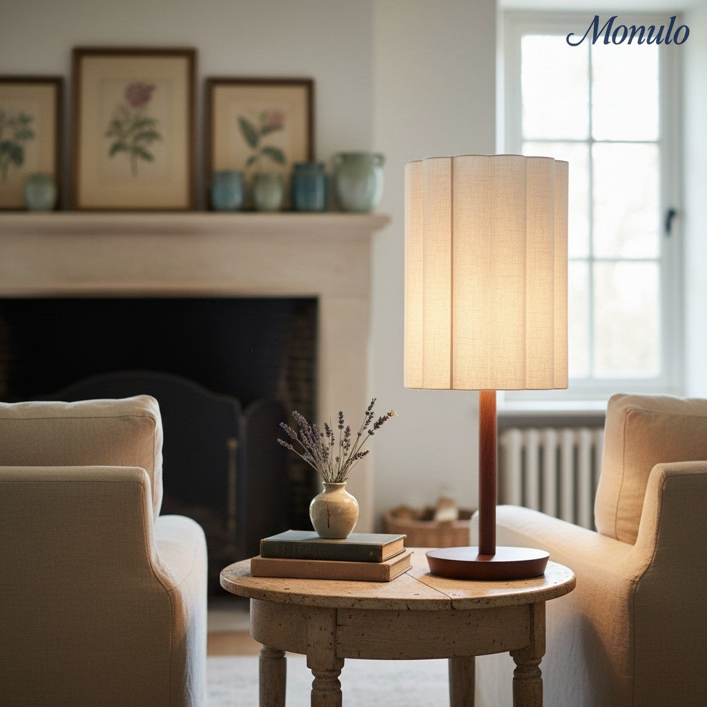 Linbron Wood Base Modern Lamp – Diffused Lighting for Open Living Spaces and Home Offices