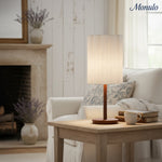 Load image into Gallery viewer, Linbron Wood Base Modern Lamp – Diffused Lighting for Open Living Spaces and Home Offices
