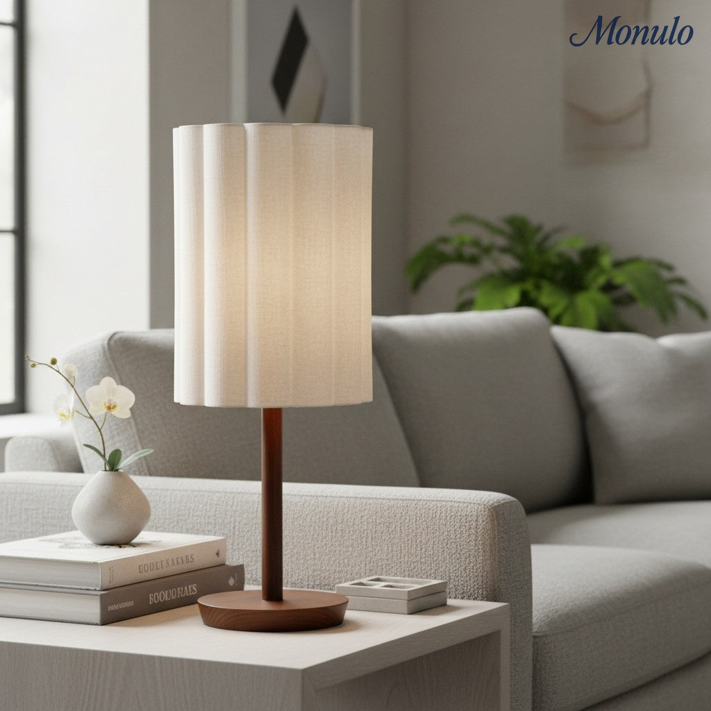 Linbron Wood Base Modern Lamp – Diffused Lighting for Open Living Spaces and Home Offices