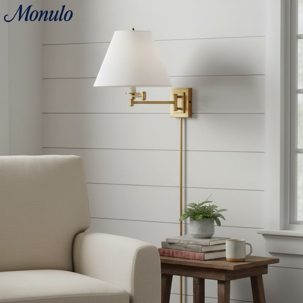 Lámpara de Pared con Brazo Giratorio Arcuma y Brazo Metálico Ajustable - Uso en Rincón de Lectura del Dormitorio