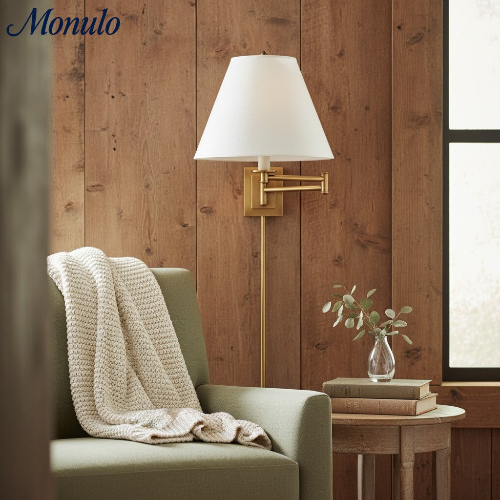 Lámpara de Pared con Brazo Giratorio Arcuma y Brazo Metálico Ajustable - Uso en Rincón de Lectura del Dormitorio