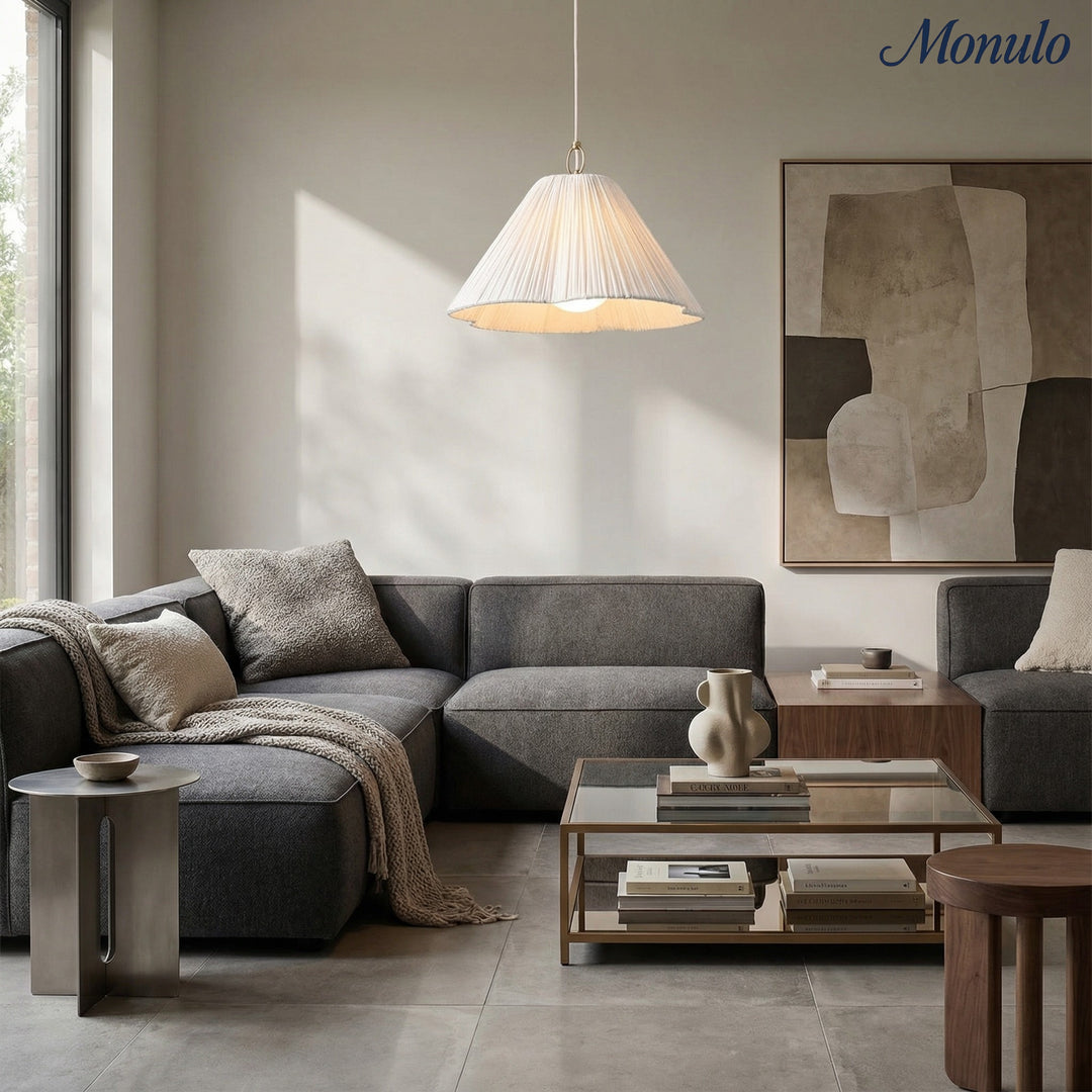 Blossine geschichtete Leinenpendelleuchte – Sanftes Umgebungslicht für Wohnzimmer und Eingänge