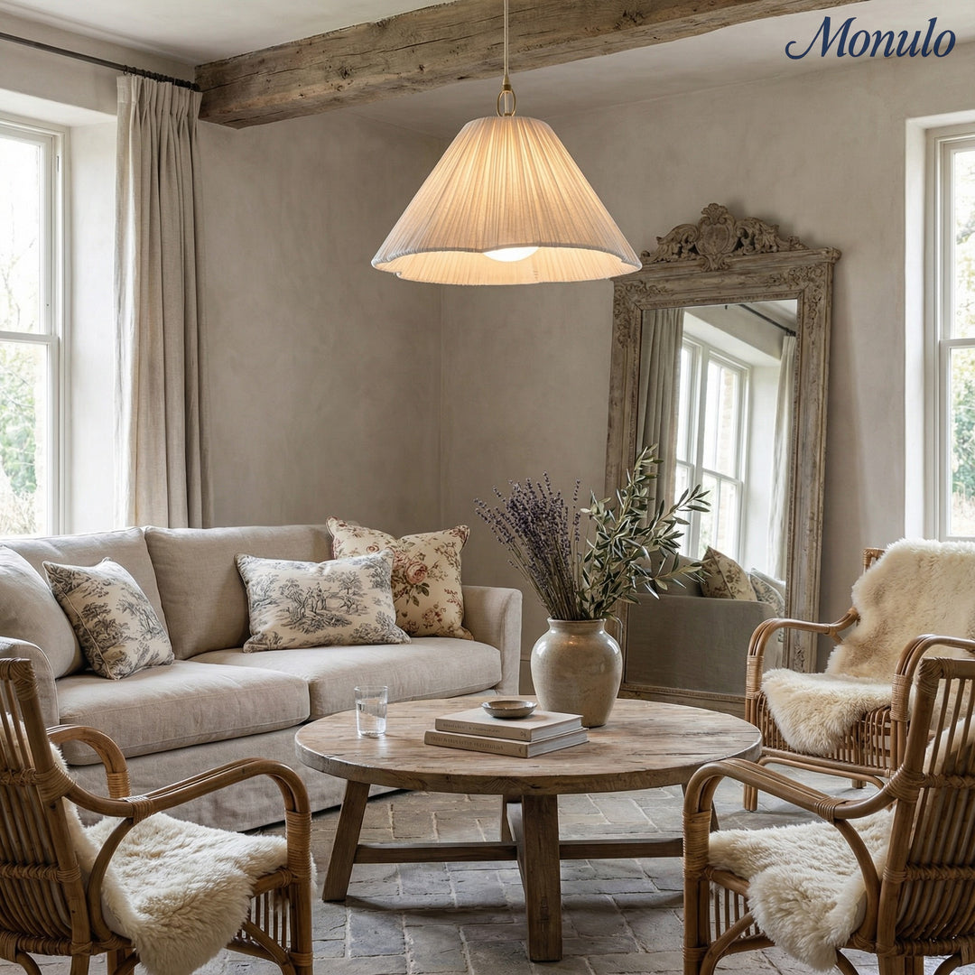 Blossine geschichtete Leinenpendelleuchte – Sanftes Umgebungslicht für Wohnzimmer und Eingänge