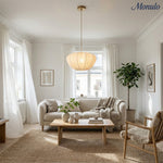 Load image into Gallery viewer, Blossine Linen Scalloped Pendant Light – Rustic to Modern Pendant for Kitchen and Dining Areas