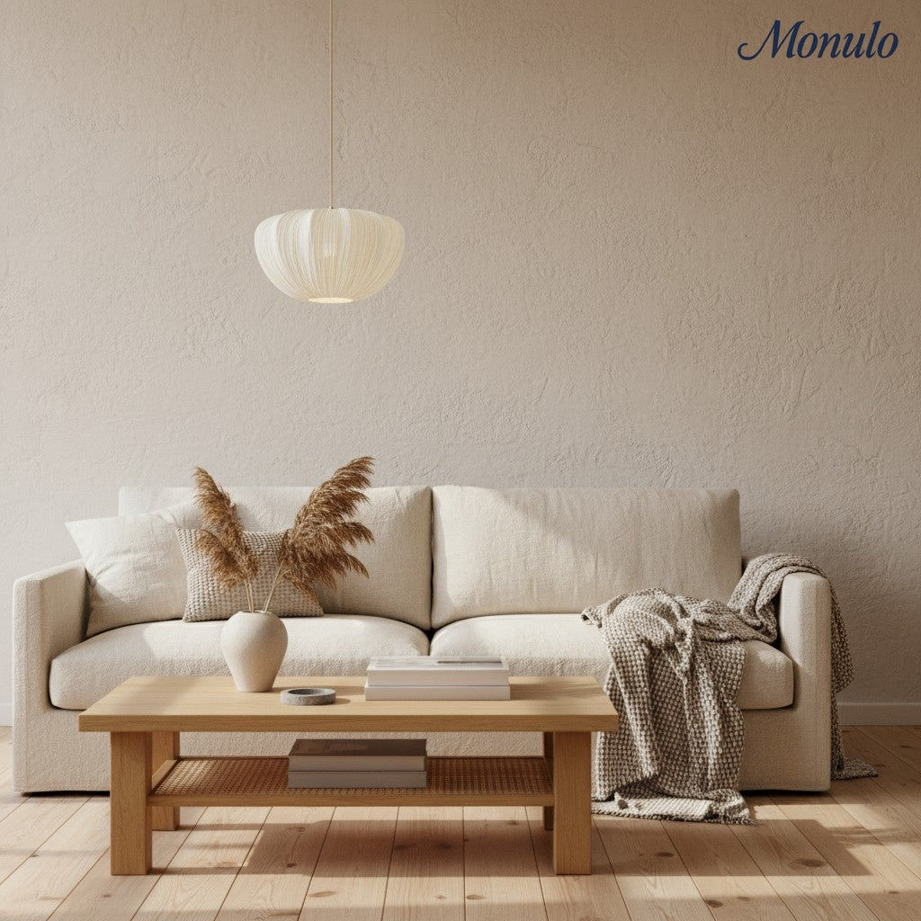 Blossine Linen Scalloped Pendant Light – Rustic to Modern Pendant for Kitchen and Dining Areas