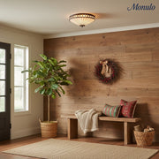 Tiffstar Elegant Art Glass Flush Ceiling Light with Vintage inspired Glass Diffuser – Classic Ceiling Fixture for Home Interiors