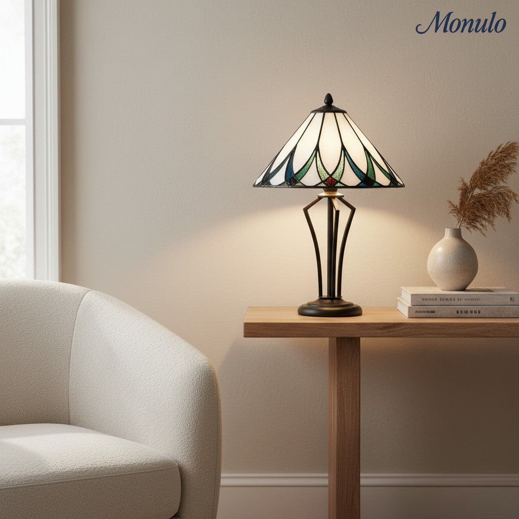 TF Hand Blown Water Ripple Glass Table Lamp – Classic Style Table Lighting for Sofa Side Table and Nightstand