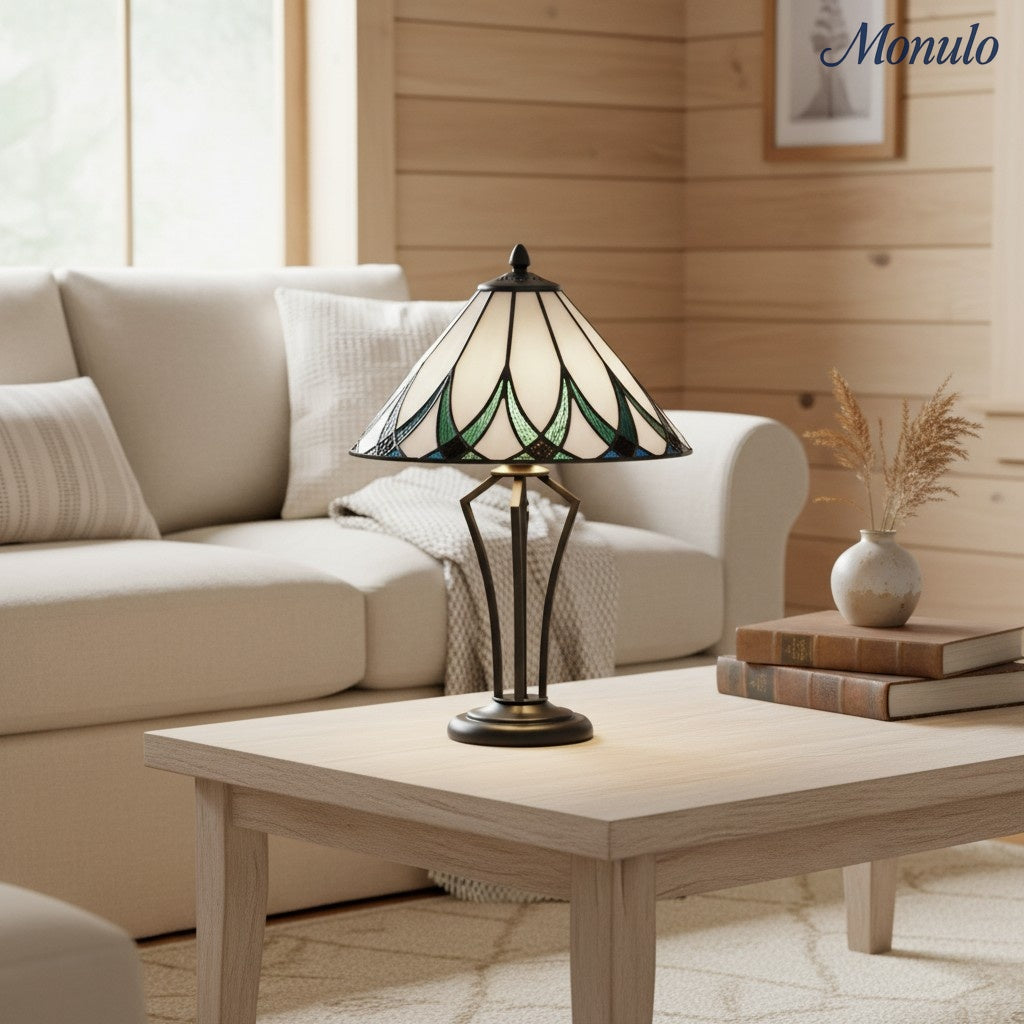 TF Hand Blown Water Ripple Glass Table Lamp – Classic Style Table Lighting for Sofa Side Table and Nightstand