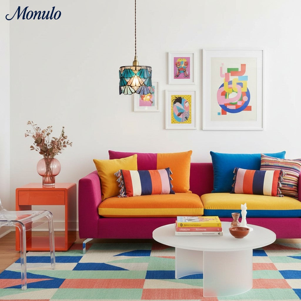 Vintagia Artistic Stained Glass Pendant Light - Vintage Tiffany Style for Kitchen Island