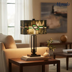 Load image into Gallery viewer, Culletto Rectangular Stained Glass Mosaic – Artisan Style Table Lamp for Bedroom and Hallway Accent Lighting