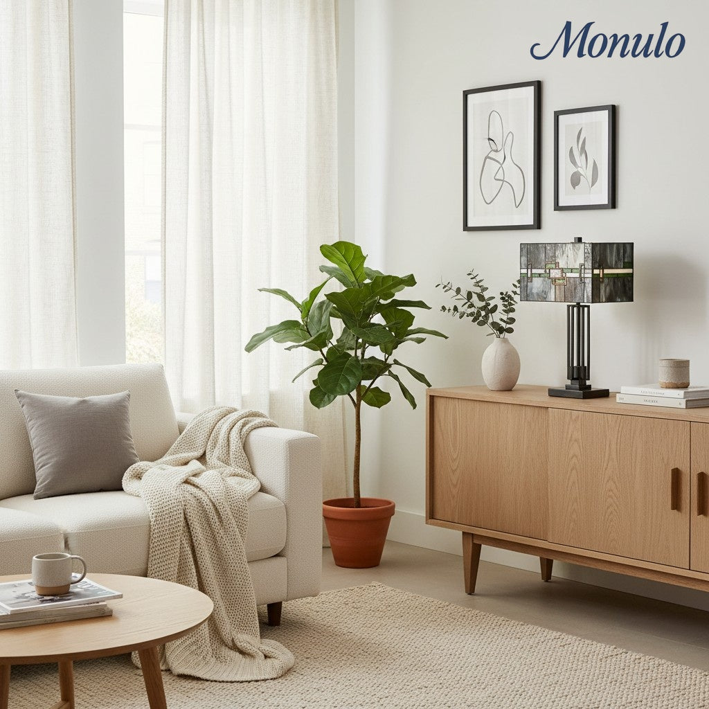 Culletto Rectangular Stained Glass Mosaic – Artisan Style Table Lamp for Bedroom and Hallway Accent Lighting