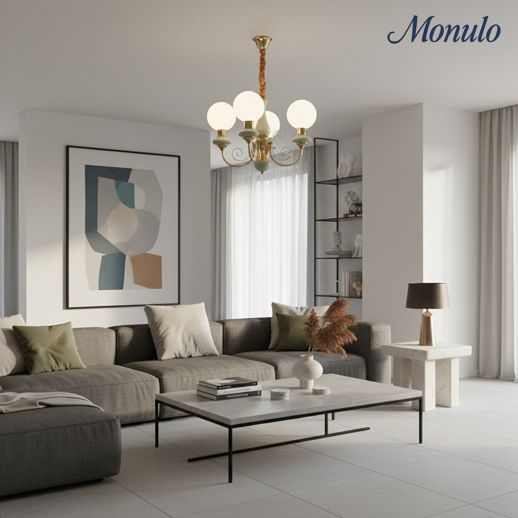 Lustre sphérique en pierre de luxe moderne Radiara, design sculptural en couches pour salon et hall d'entrée