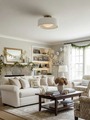 Cerova Contemporary Porcelain Flush Mount Ceiling Light – Soft Ambient Illumination for Hallways and Offices