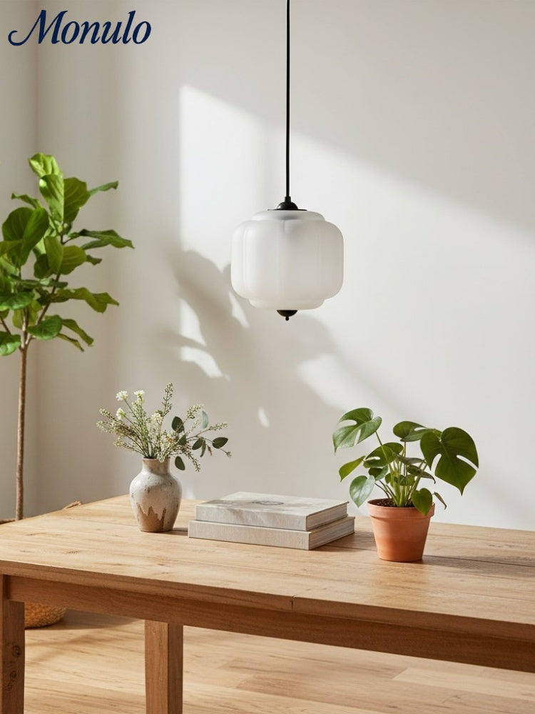 Lustre américain vintage en verre crème en forme d'Eloise