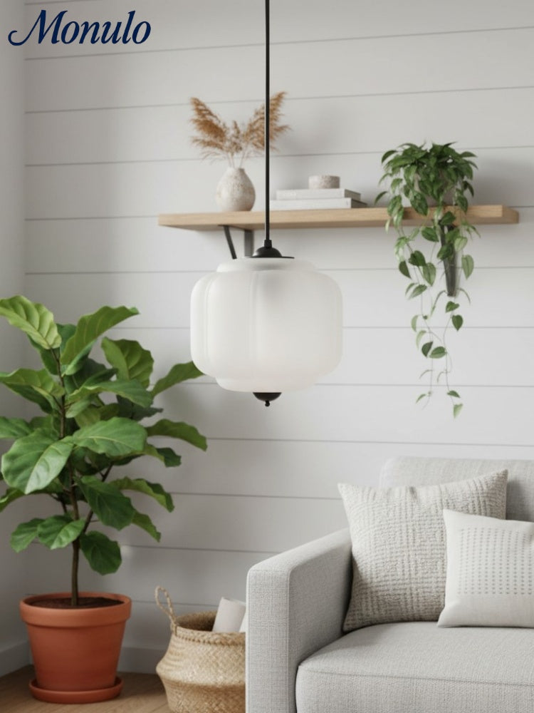 Lustre américain vintage en verre crème en forme d'Eloise