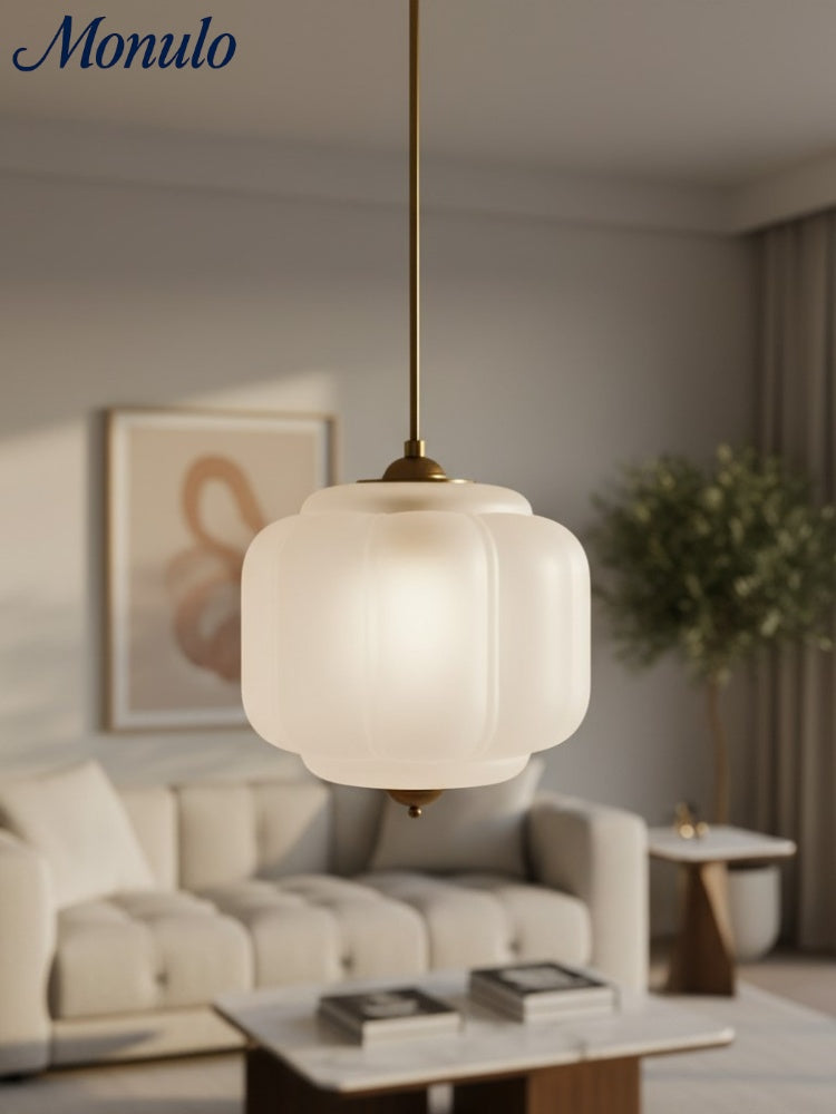 Lustre américain vintage en verre crème en forme d'Eloise