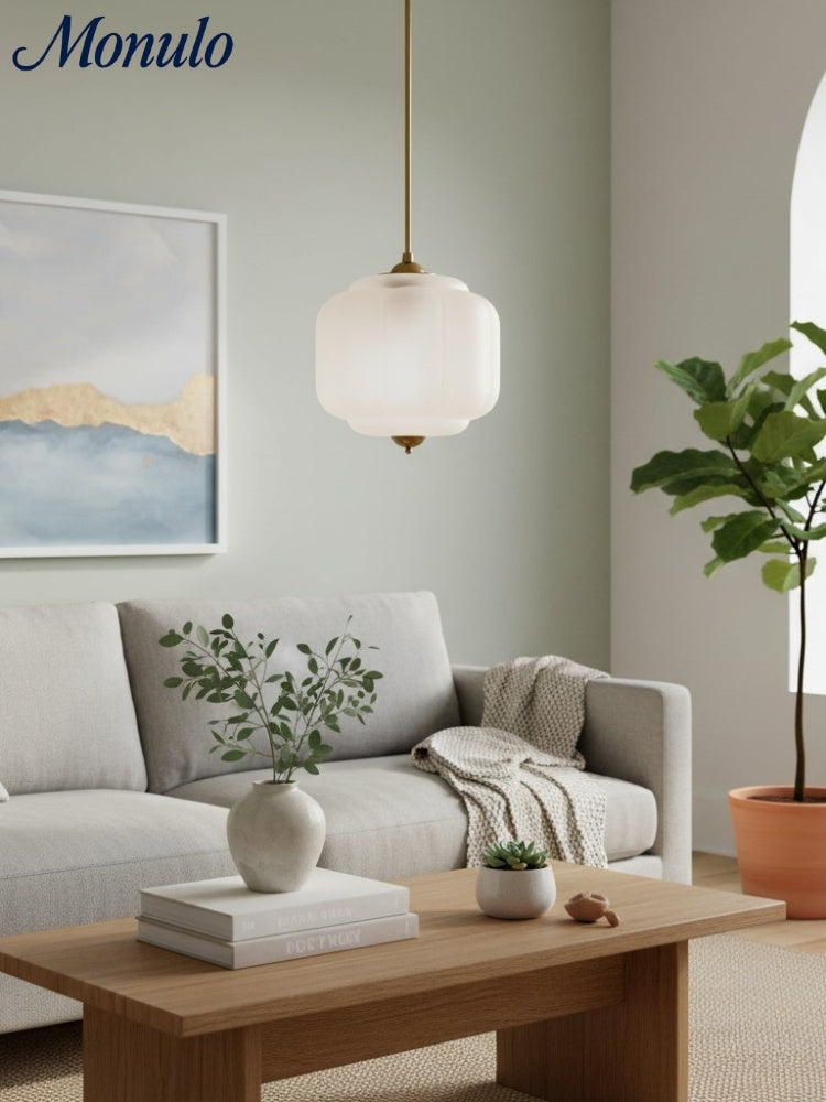 Lustre américain vintage en verre crème en forme d'Eloise