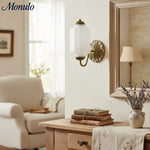 Cargar imagen en el visor de la Galería, Aplique de pared Eloise vintage de vidrio lechoso festoneado: iluminación de acento moderna para baño y dormitorio