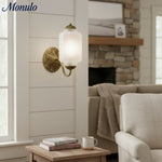 Cargar imagen en el visor de la Galería, Aplique de pared Eloise vintage de vidrio lechoso festoneado: iluminación de acento moderna para baño y dormitorio