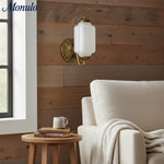 Cargar imagen en el visor de la Galería, Aplique de pared Eloise vintage de vidrio lechoso festoneado: iluminación de acento moderna para baño y dormitorio