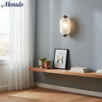 Cargar imagen en el visor de la Galería, Aplique de pared Eloise vintage de vidrio lechoso festoneado: iluminación de acento moderna para baño y dormitorio