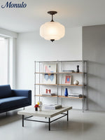 Charger l'image dans la visionneuse de galerie, Suspension semi-encastrée en verre opalin vintage Eloise à bord festonné