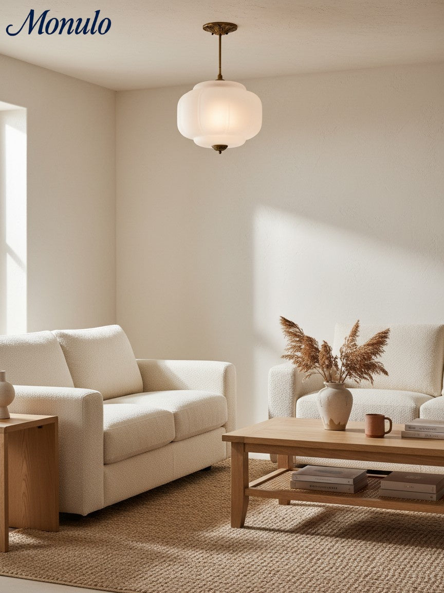 Eloise Muschelförmige Vintage Milchglas Halbeinbau-Hängeleuchte