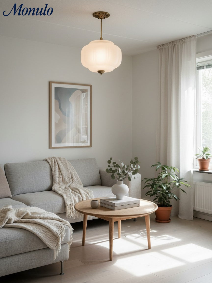 Eloise Muschelförmige Vintage Milchglas Halbeinbau-Hängeleuchte