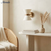 Ankora Bow-Tie Linen Shade Wall Light with Aged Brass Finish for Hallway and Bedroom