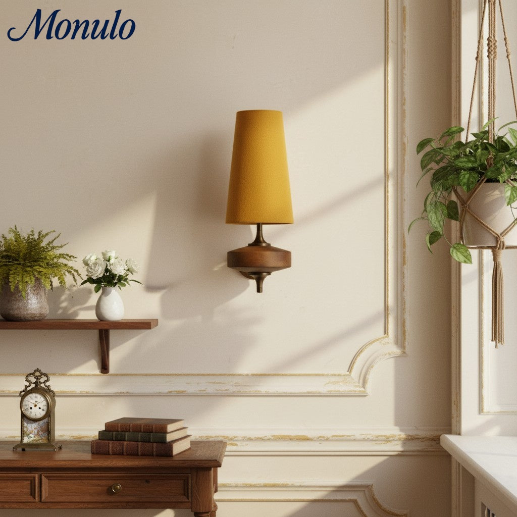 Rowan Retro Stoffschirm Wandleuchte – Klassische Stoffbeleuchtung für Schlafzimmer